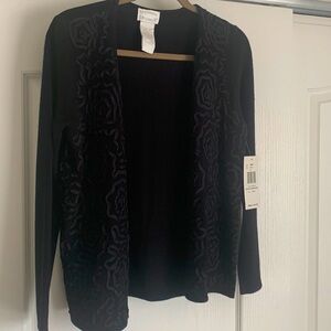 Designer, originals, black cardigan, size small, new with tags, ribbon d…